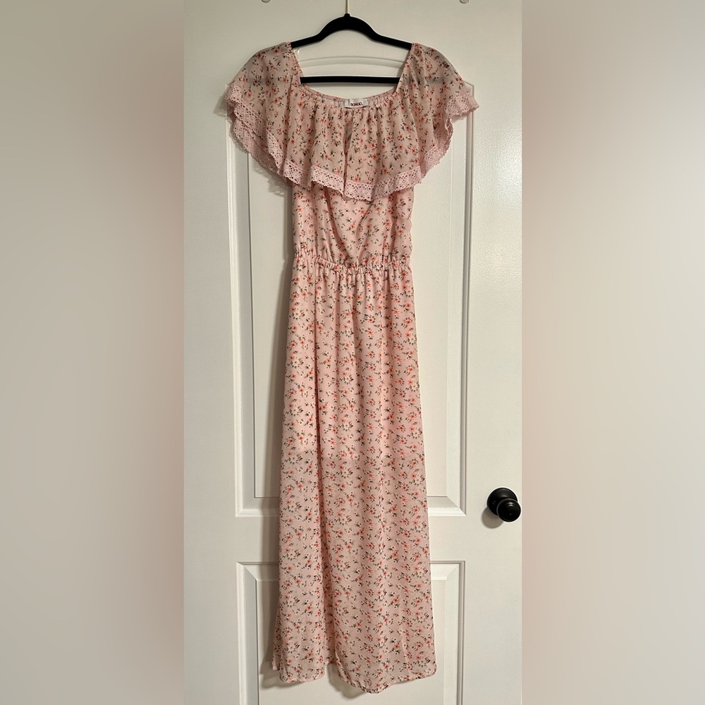 NWT Pink floral off shoulders BONGO juniors dress